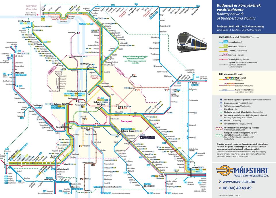 része közlekedik Certain trains only BKK vonalak / BKK services Metróvonal Metro line Hévvonal Suburban Railway line 200E Repülőtéri autóbusz Airport bus connection MÁV-START ügyfélszolgálat /