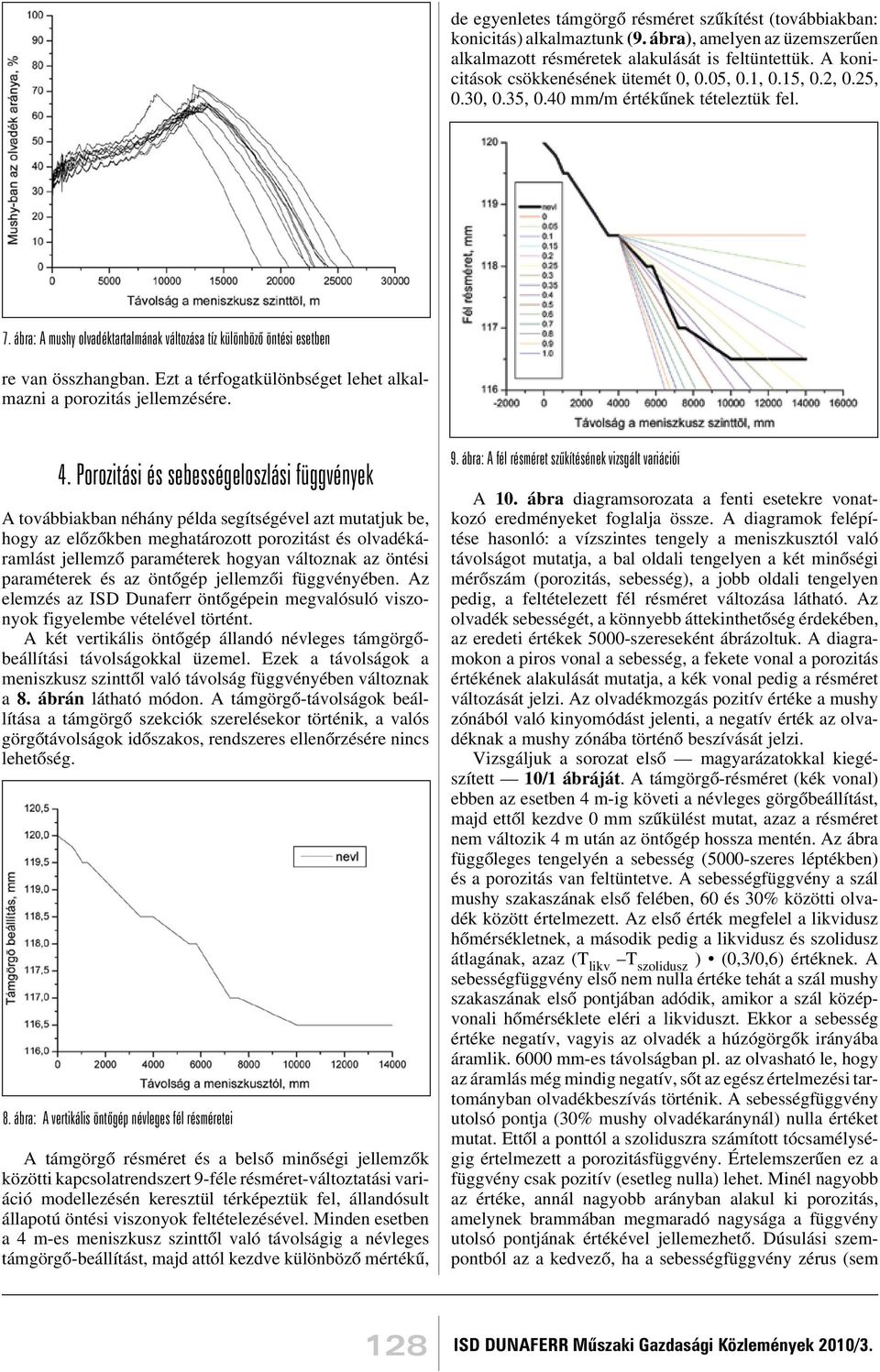 ábra: A mushy olvadéktartalmának változása tíz különbözõ öntési esetben re van összhangban. Ezt a térfogatkülönbséget lehet alkalmazni a porozitás jellemzésére. 4.