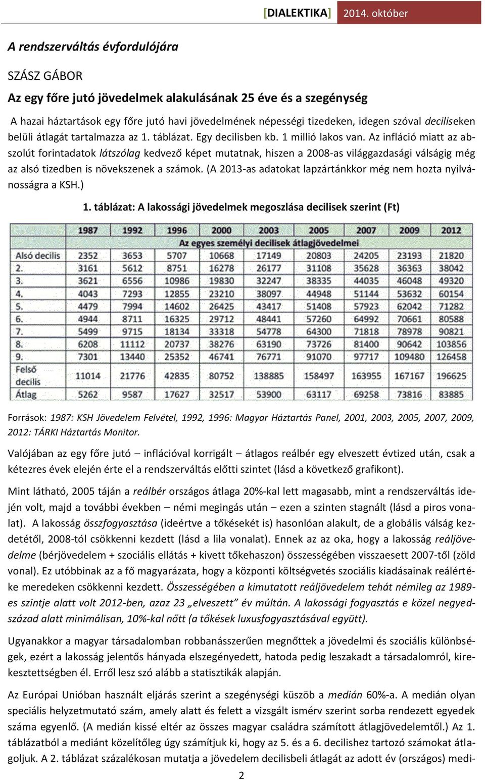 Az infláció miatt az abszolút forintadatok látszólag kedvező képet mutatnak, hiszen a 2008-as világgazdasági válságig még az alsó tizedben is növekszenek a számok.