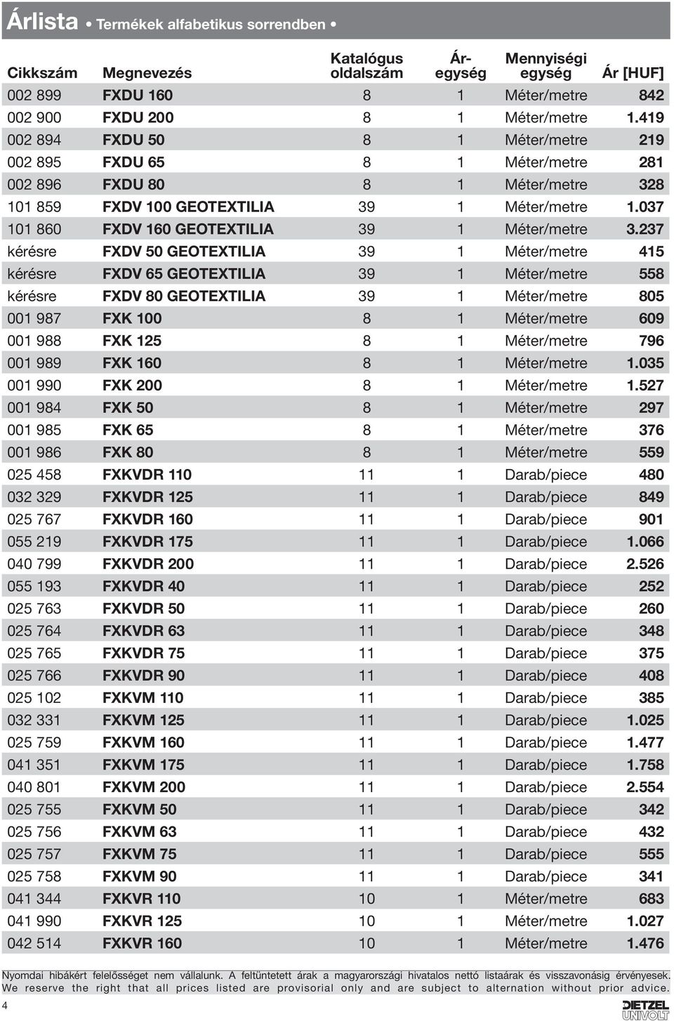 037 101 860 FXDV 160 GEOTEXTILIA 39 1 Méter/metre 3.