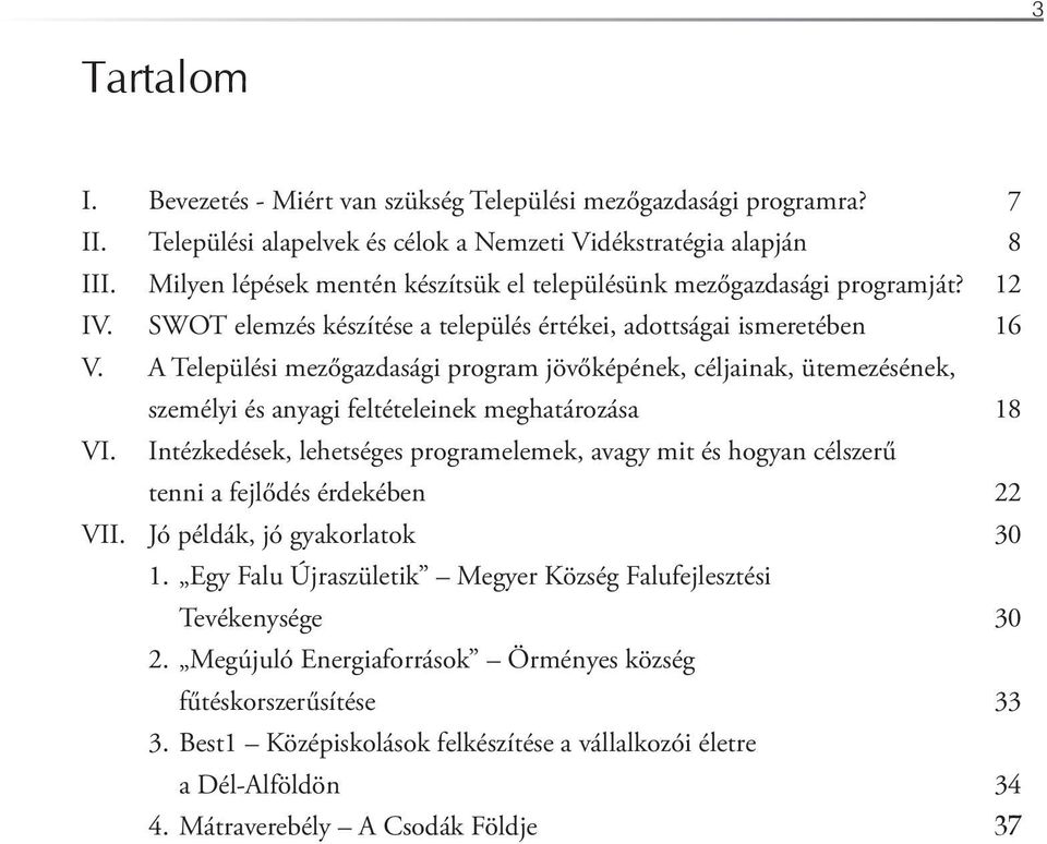 A Települési mezőgazdasági program jövőképének, céljainak, ütemezésének, személyi és anyagi feltételeinek meghatározása 18 VI.