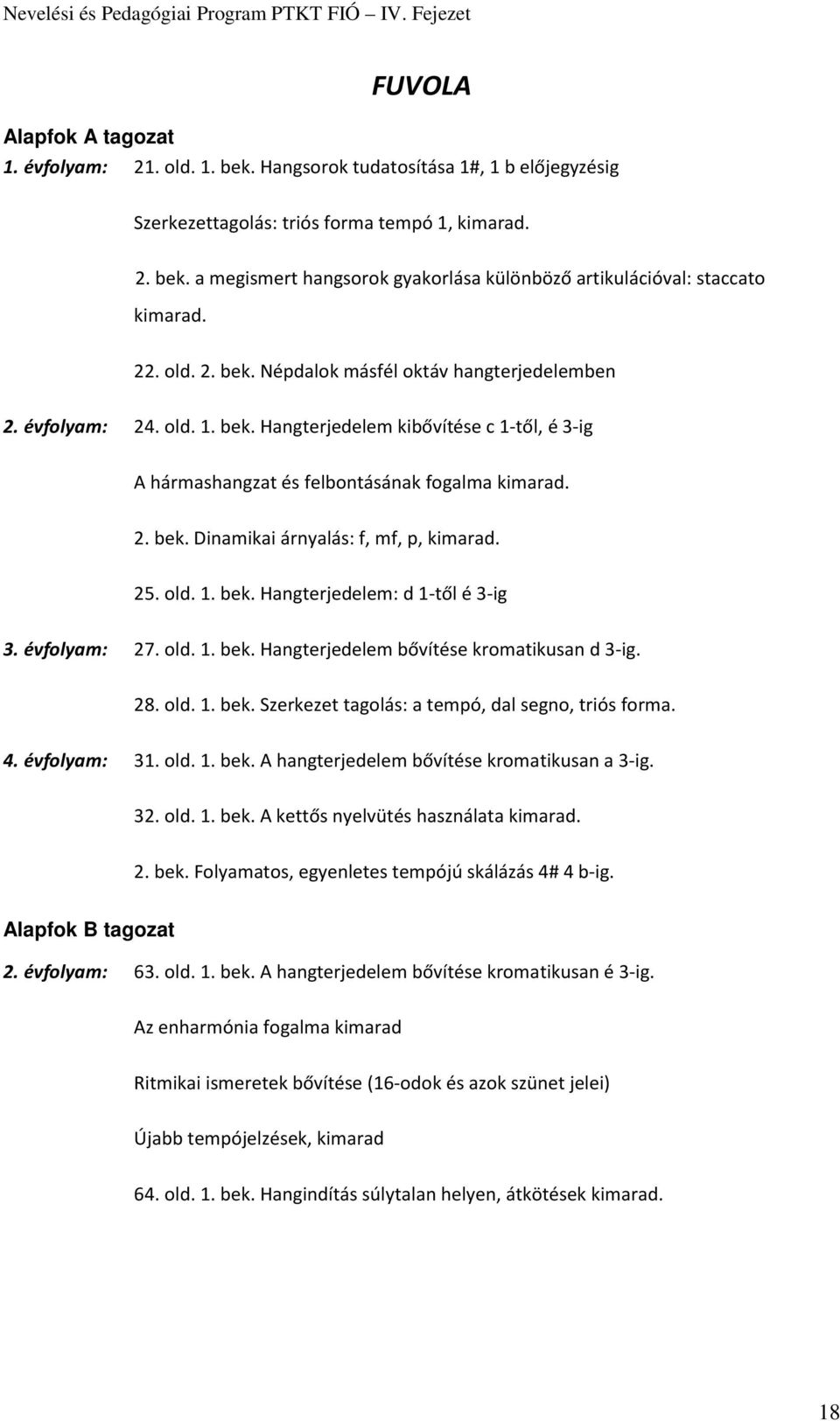 25. old. 1. bek. Hangterjedelem: d 1-től é 3-ig 3. évfolyam: 27. old. 1. bek. Hangterjedelem bővítése kromatikusan d 3-ig. 28. old. 1. bek. Szerkezet tagolás: a tempó, dal segno, triós forma. 4.