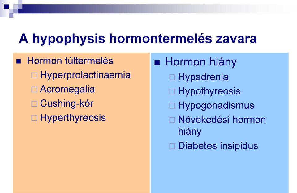 Cushing-kór Hyperthyreosis Hormon hiány Hypadrenia