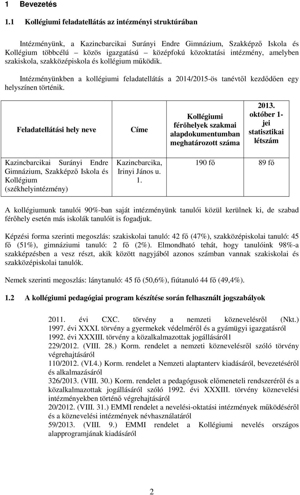 amelyben szakiskola, szakközépiskola és kollégium működik. Intézményünkben a kollégiumi feladatellátás a 2014/2015-ös tanévtől kezdődően egy helyszínen történik.