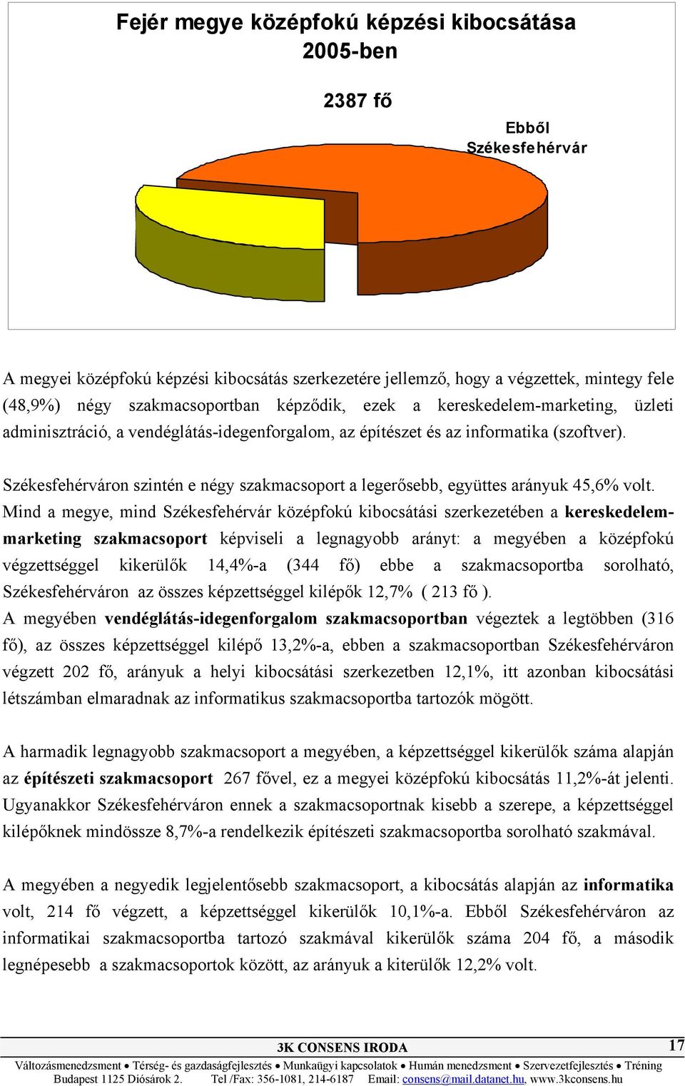 Székesfehérváron szintén e négy szakmacsoport a legerősebb, együttes arányuk 45,6% volt.