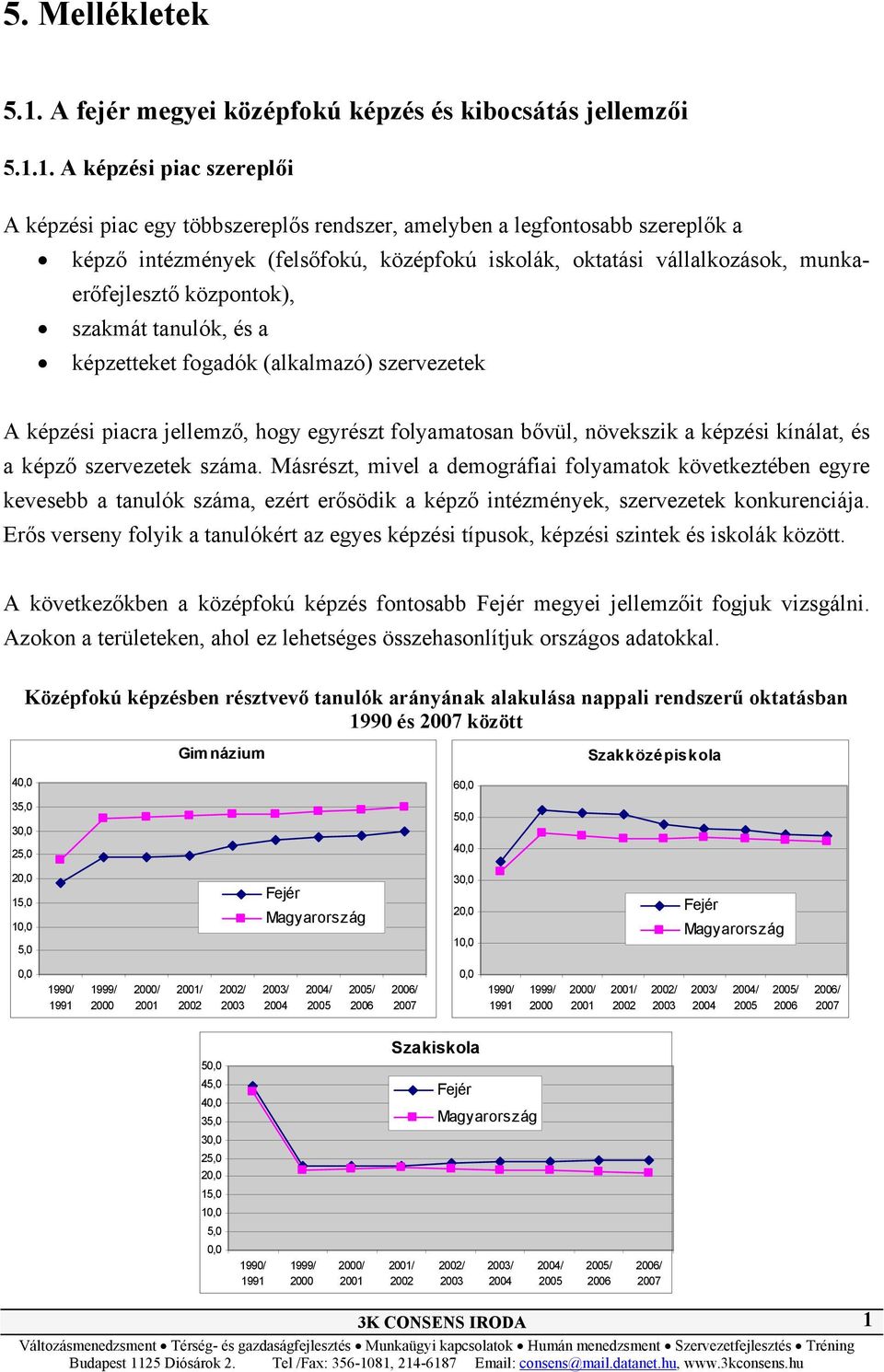 1. A képzési piac szereplői A képzési piac egy többszereplős rendszer, amelyben a legfontosabb szereplők a képző intézmények (felsőfokú, középfokú iskolák, oktatási vállalkozások, munkaerőfejlesztő