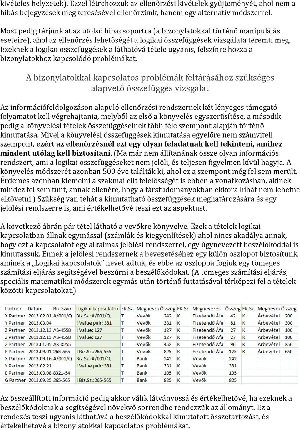 Ezeknek a logikai összefüggések a láthatóvá tétele ugyanis, felszínre hozza a bizonylatokhoz kapcsolódó problémákat.