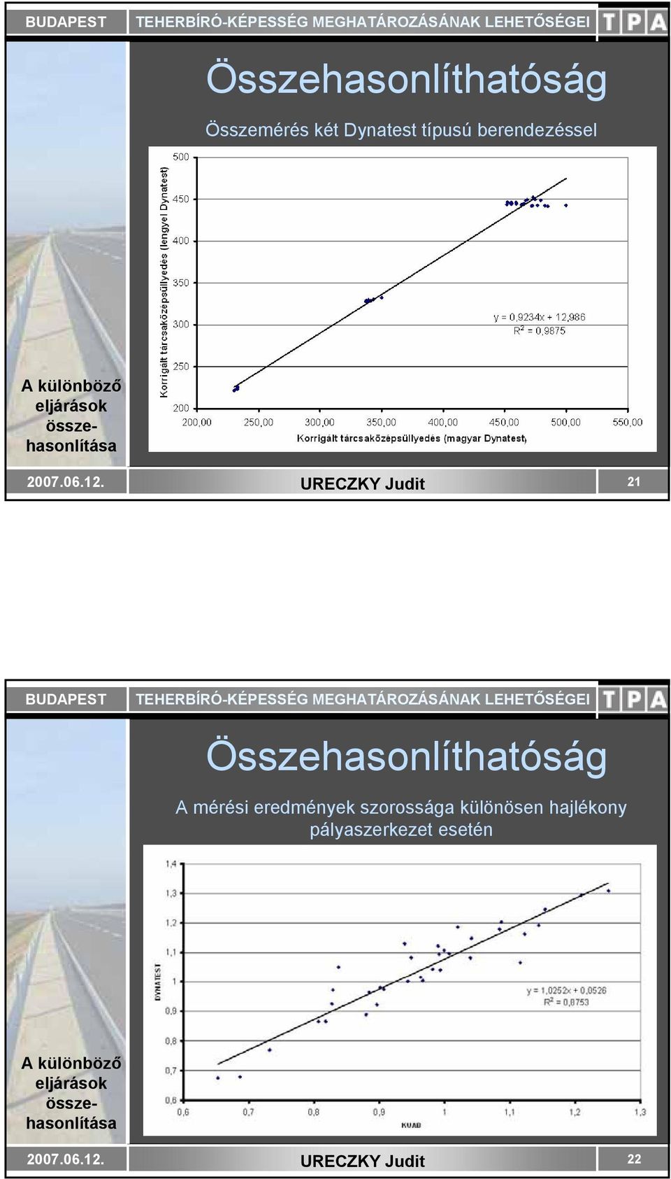 Összehasonlíthatóság A mérési eredmények