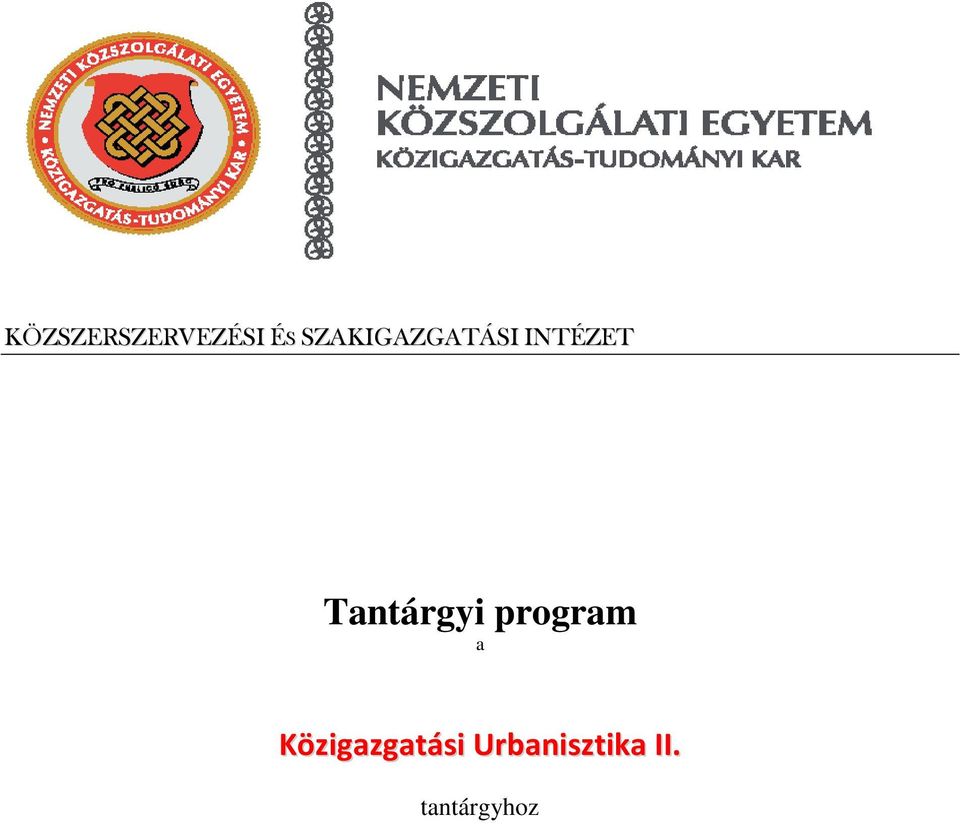 Tantárgyi program a