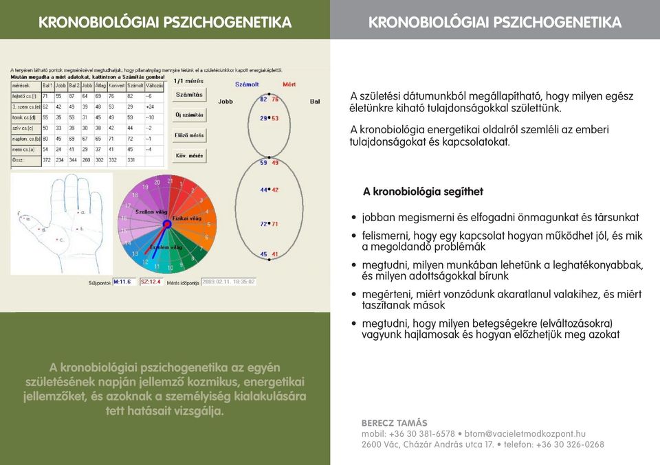 A kronobiológia segíthet jobban megismerni és elfogadni önmagunkat és társunkat felismerni, hogy egy kapcsolat hogyan működhet jól, és mik a megoldandó problémák megtudni, milyen munkában lehetünk a