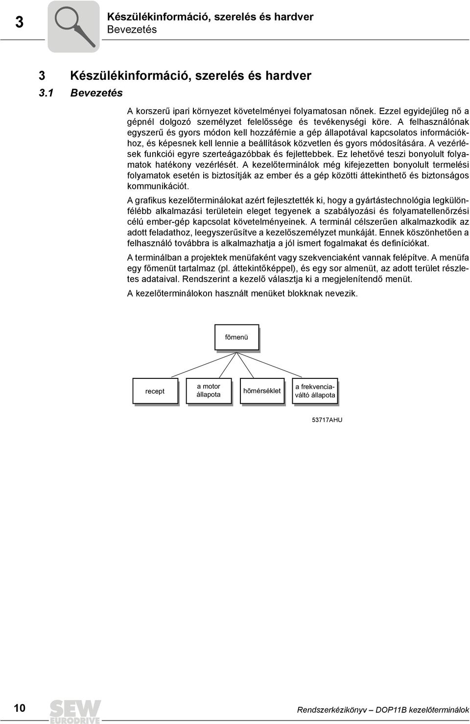 A felhasználónak egyszerű és gyors módon kell hozzáférnie a gép állapotával kapcsolatos információkhoz, és képesnek kell lennie a beállítások közvetlen és gyors módosítására.