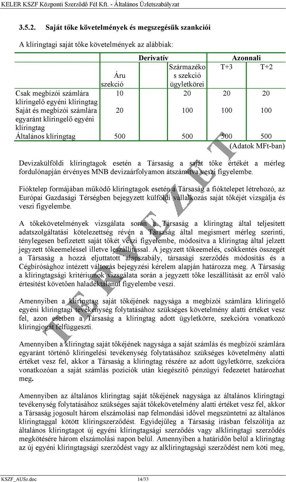 20 20 20 klíringelő egyéni klíringtag Saját és megbízói számlára 20 100 100 100 egyaránt klíringelő egyéni klíringtag Általános klíringtag 500 500 500 500 (Adatok MFt-ban) Devizakülföldi klíringtagok