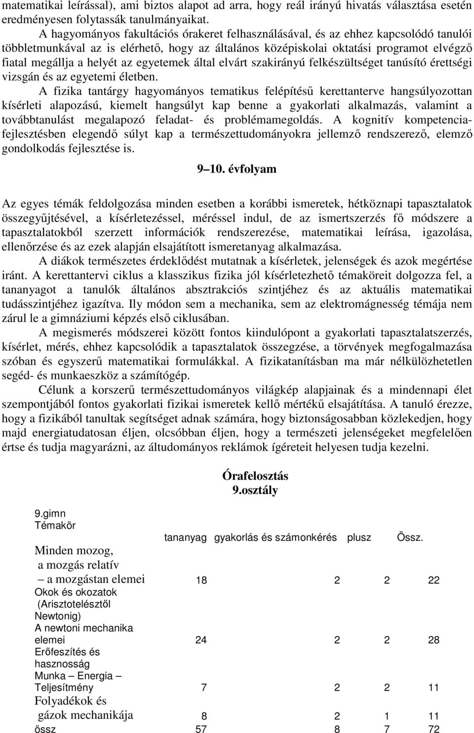 az egyetemek által elvárt szakirányú felkészültséget tanúsító érettségi vizsgán és az egyetemi életben.