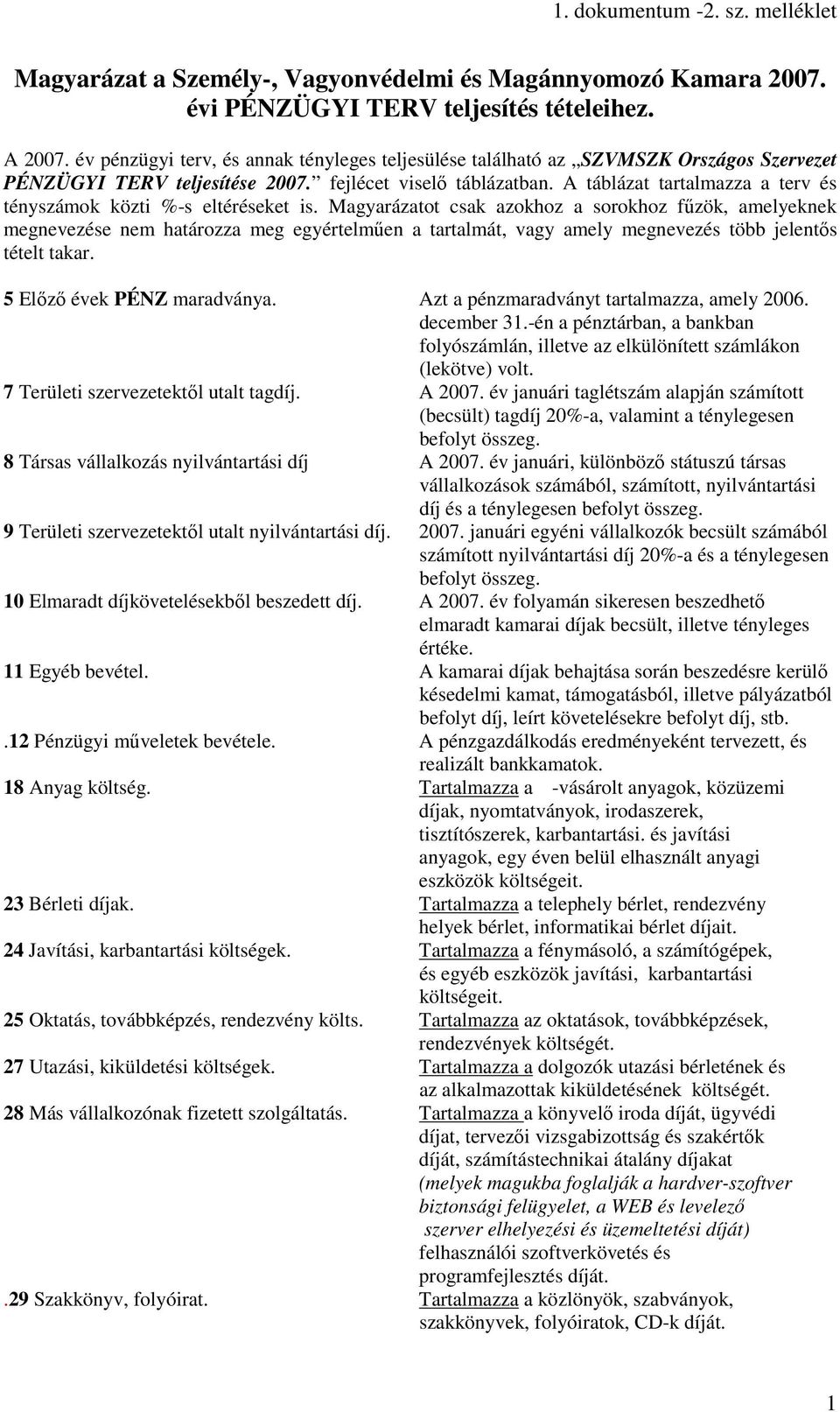 A táblázat tartalmazza a terv és tényszámok közti %-s eltéréseket is.