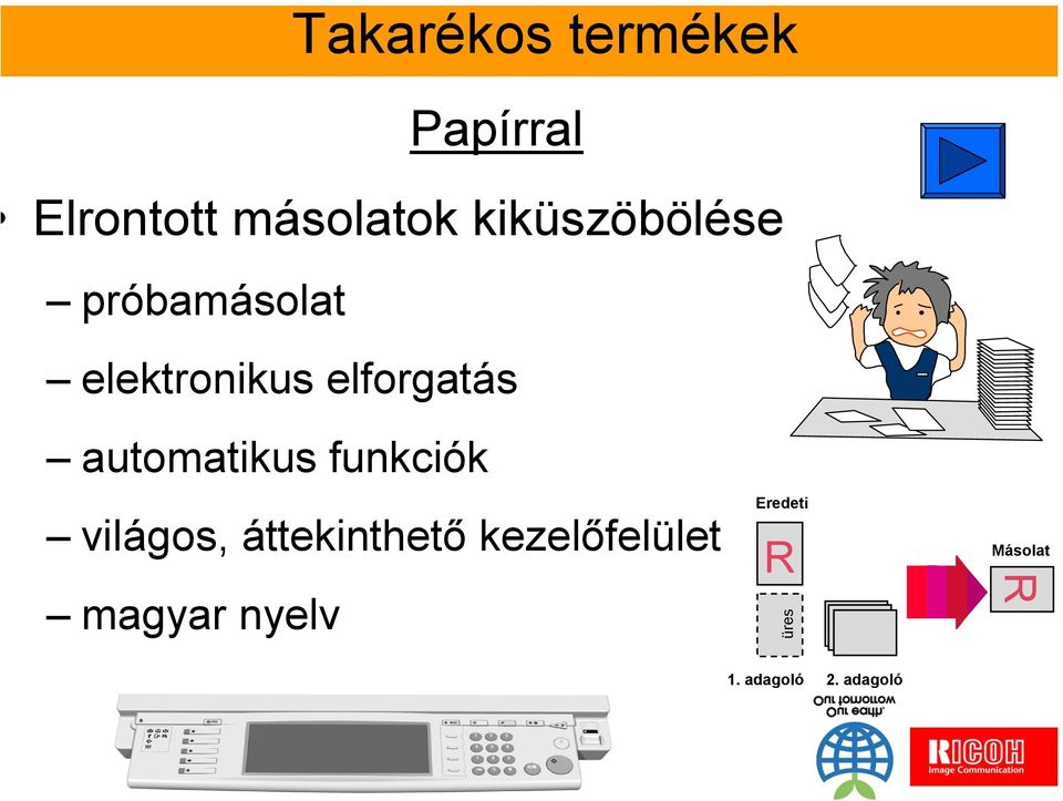 automatikus funkciók világos, áttekinthető