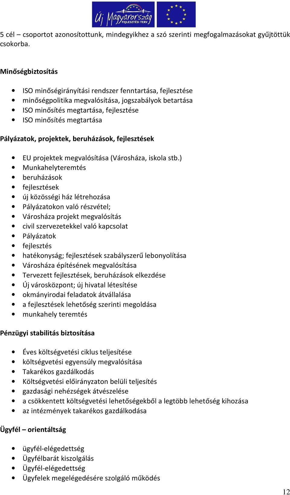 Pályázatok, projektek, beruházások, fejlesztések EU projektek megvalósítása (Városháza, iskola stb.