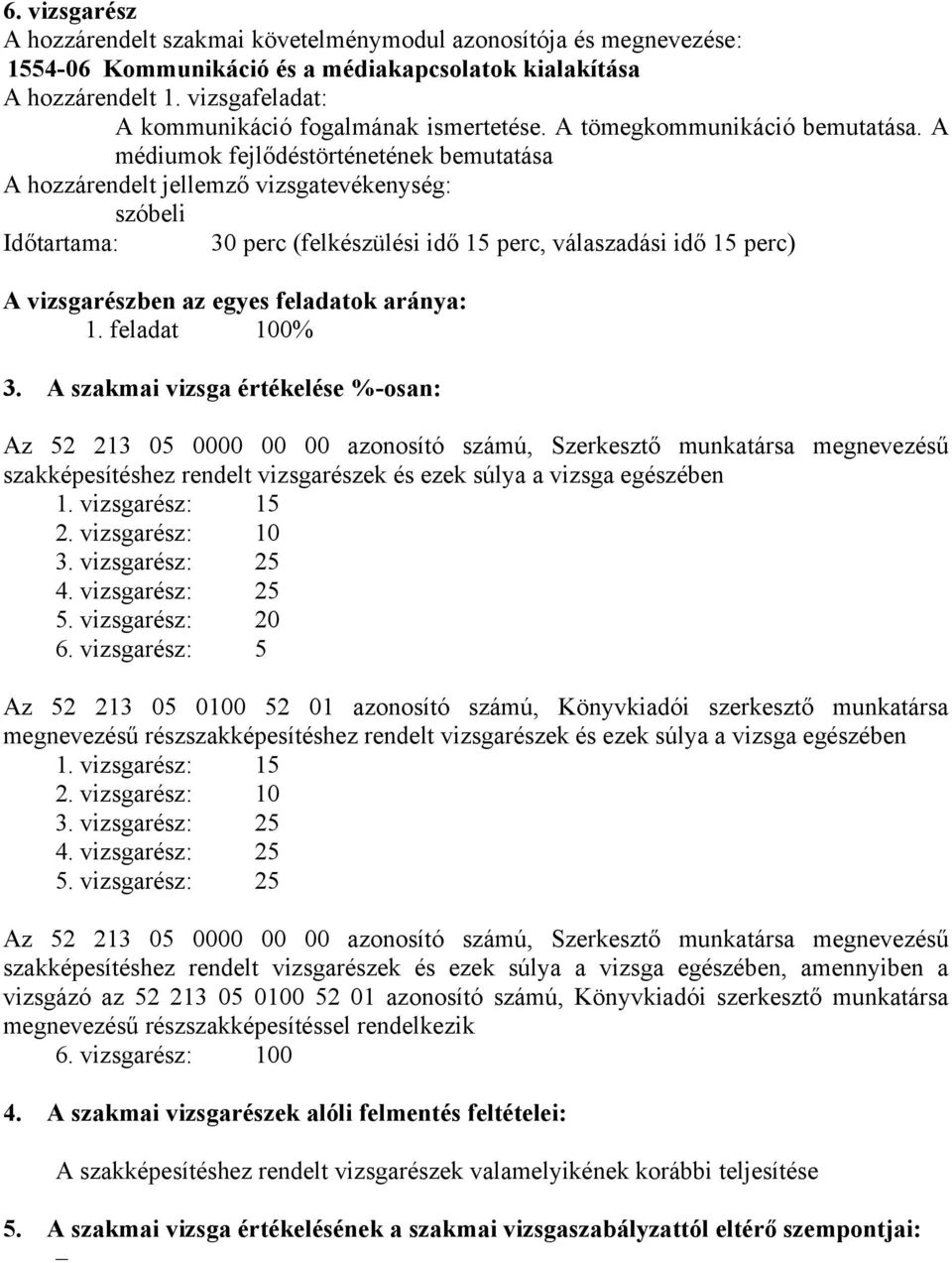 A médiumok fejlődéstörténetének bemutatása A hozzárendelt jellemző vizsgatevékenység: szóbeli Időtartama: 30 perc (felkészülési idő 15 perc, válaszadási idő 15 perc) A vizsgarészben az egyes