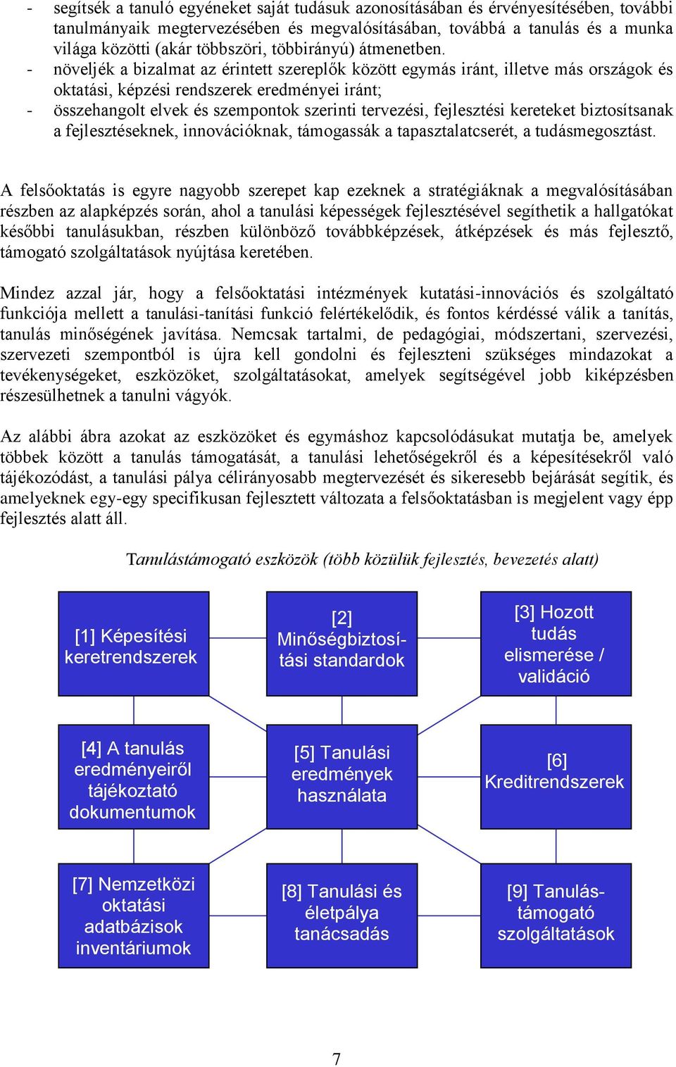 - növeljék a bizalmat az érintett szereplők között egymás iránt, illetve más országok és oktatási, képzési rendszerek eredményei iránt; - összehangolt elvek és szempontok szerinti tervezési,