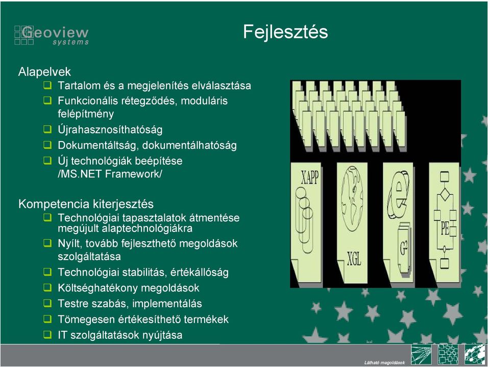 NET Framework/ Kompetencia kiterjesztés Technológiai tapasztalatok átmentése megújult alaptechnológiákra Nyílt, tovább