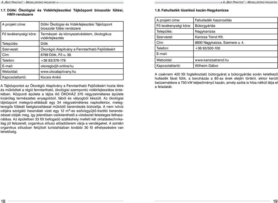 hu www.okoalapitvany.hu Kocsis Anikó A Tájközpontot az Ökorégió Alapítvány a Fenntartható Fejlődésért hozta létre és működteti a régió fenntartható, ökológiai szempontú vidékfejlesztése érdekében.