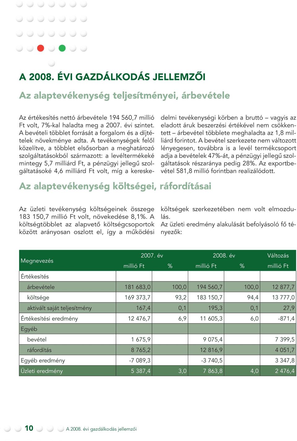 évi szintet. A bevételi többlet forrását a forgalom és a díjtételek növekménye adta.