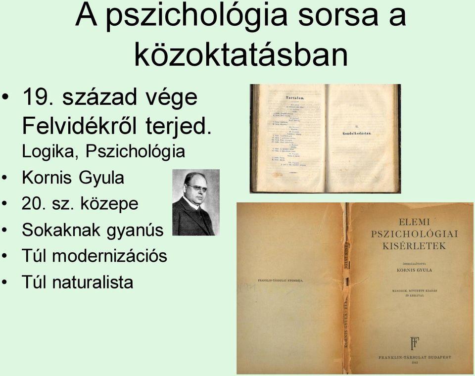 Logika, Pszichológia Kornis Gyula 20. sz.