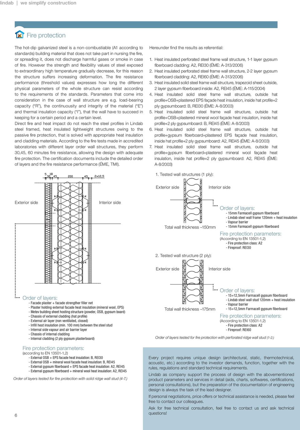 The fire resisnce performnce (hreshold vlues) expresses how long he differen physicl prmeers of he whole srucure cn resis ccording o he requiremens of he sndrds.