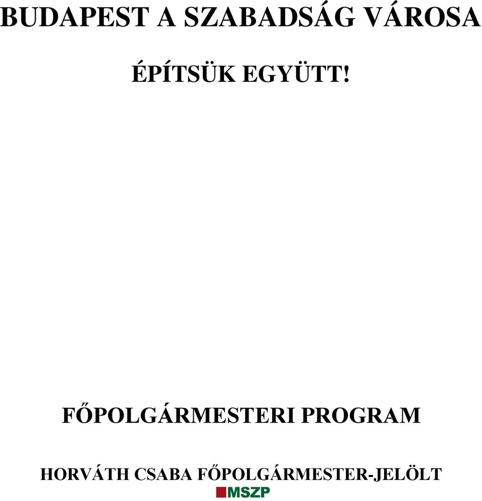 FŐPOLGÁRMESTERI PROGRAM