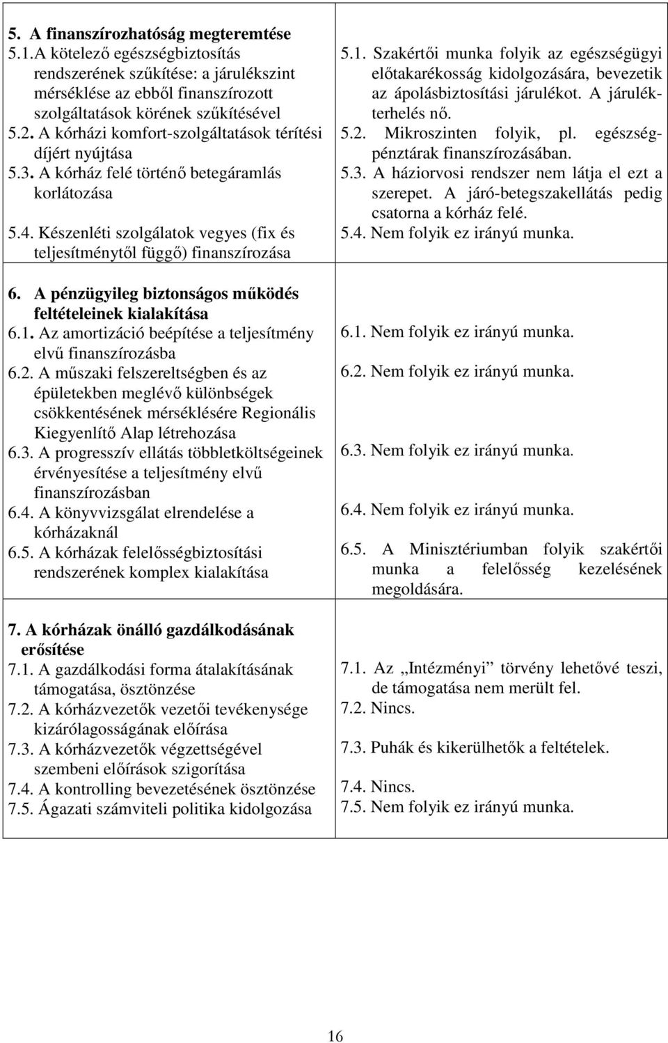 A pénzügyileg biztonságos mőködés feltételeinek kialakítása 6.1. Az amortizáció beépítése a teljesítmény elvő finanszírozásba 6.2.