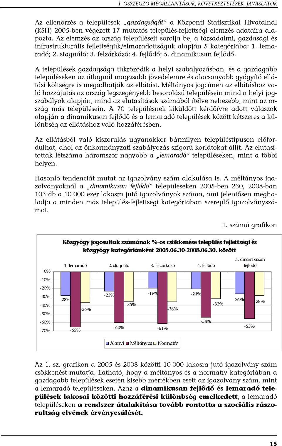 felzárkózó; 4. fejlődő; 5. dinamikusan fejlődő.