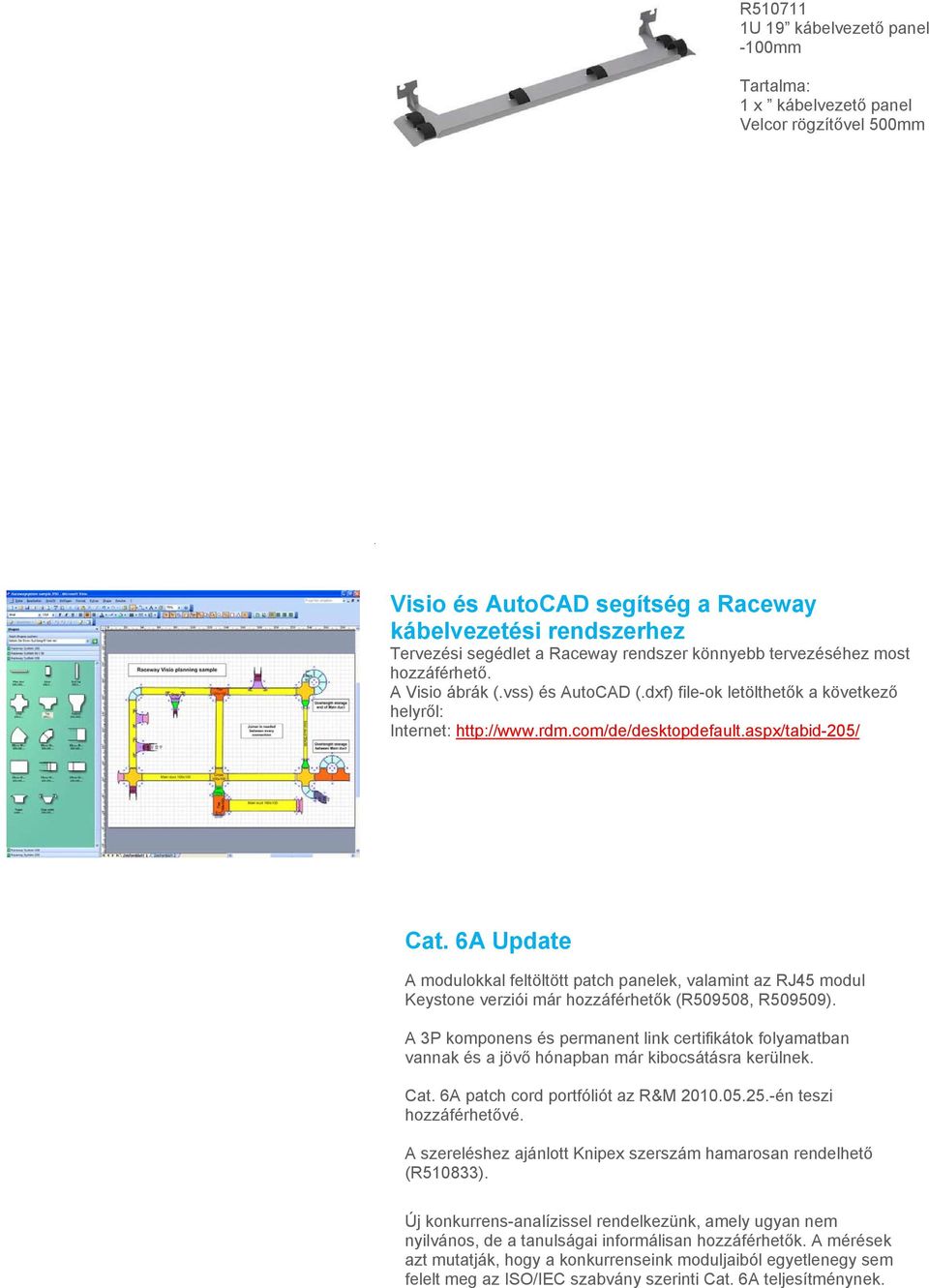 6A Update A modulokkal feltöltött patch panelek, valamint az RJ45 modul Keystone verziói már hozzáférhetők (R509508, R509509).