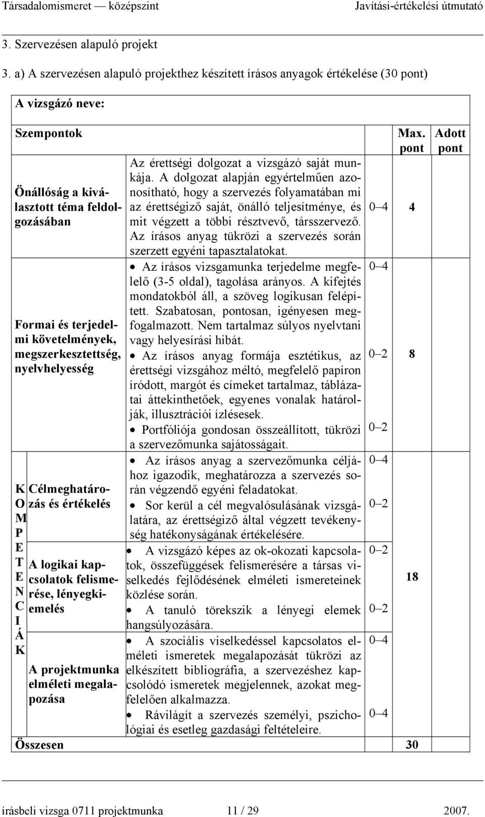 nyelvhelyesség élmeghatározás és értékelés A logikai kapcsolatok felismerése, lényegkiemelés A projektmunka elméleti megalapozása Az érettségi dolgozat a vizsgázó saját munkája.