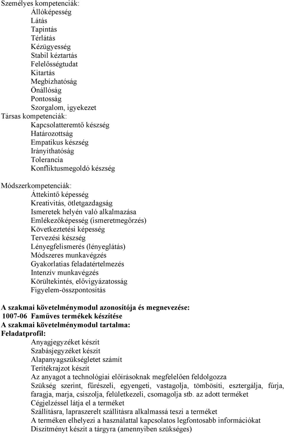 alkalmazása Emlékezőképesség (ismeretmegőrzés) Következtetési képesség Tervezési készség Lényegfelismerés (lényeglátás) Módszeres munkavégzés Gyakorlatias feladatértelmezés Intenzív munkavégzés