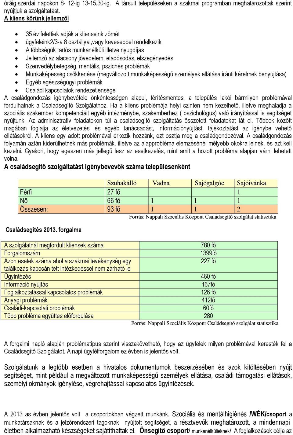 jövedelem, eladósodás, elszegényedés Szenvedélybetegség, mentális, pszichés problémák Munkaképesség csökkenése (megváltozott munkaképességű személyek ellátása iránti kérelmek benyújtása) Egyéb