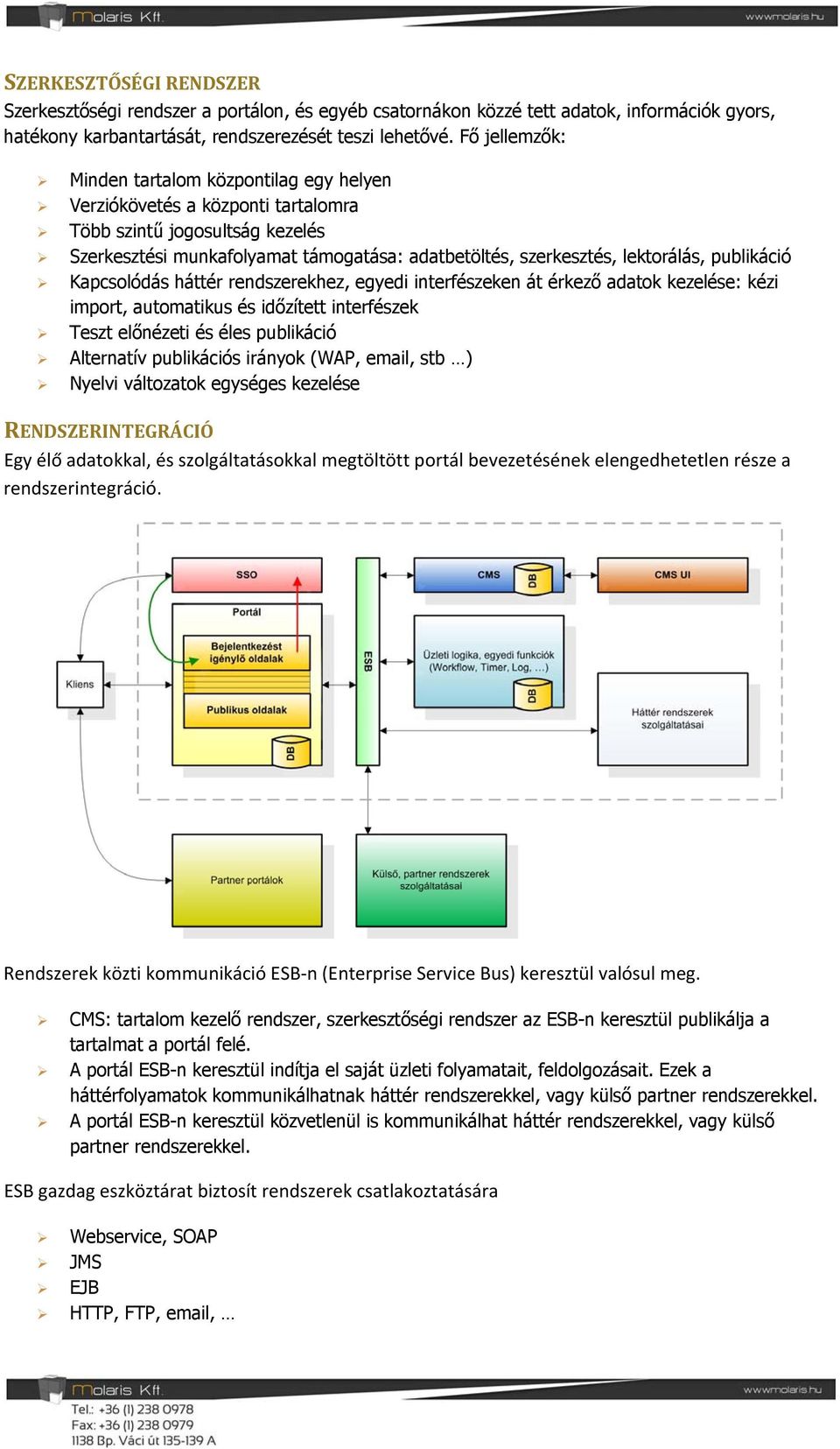 publikáció Kapcsolódás háttér rendszerekhez, egyedi interfészeken át érkező adatok kezelése: kézi import, automatikus és időzített interfészek Teszt előnézeti és éles publikáció Alternatív