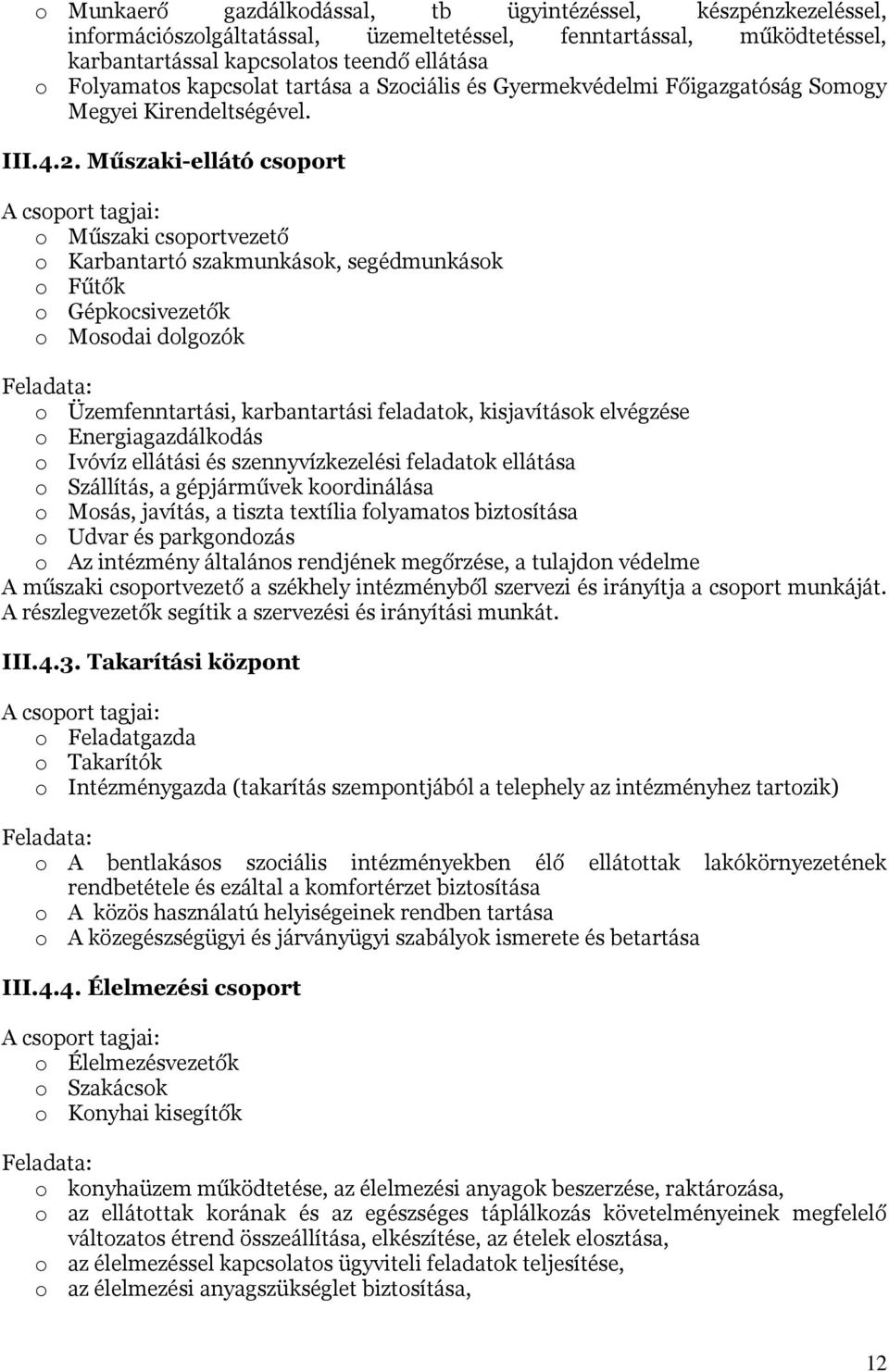 Műszaki-ellátó csoport A csoport tagjai: o Műszaki csoportvezető o Karbantartó szakmunkások, segédmunkások o Fűtők o Gépkocsivezetők o Mosodai dolgozók Feladata: o Üzemfenntartási, karbantartási