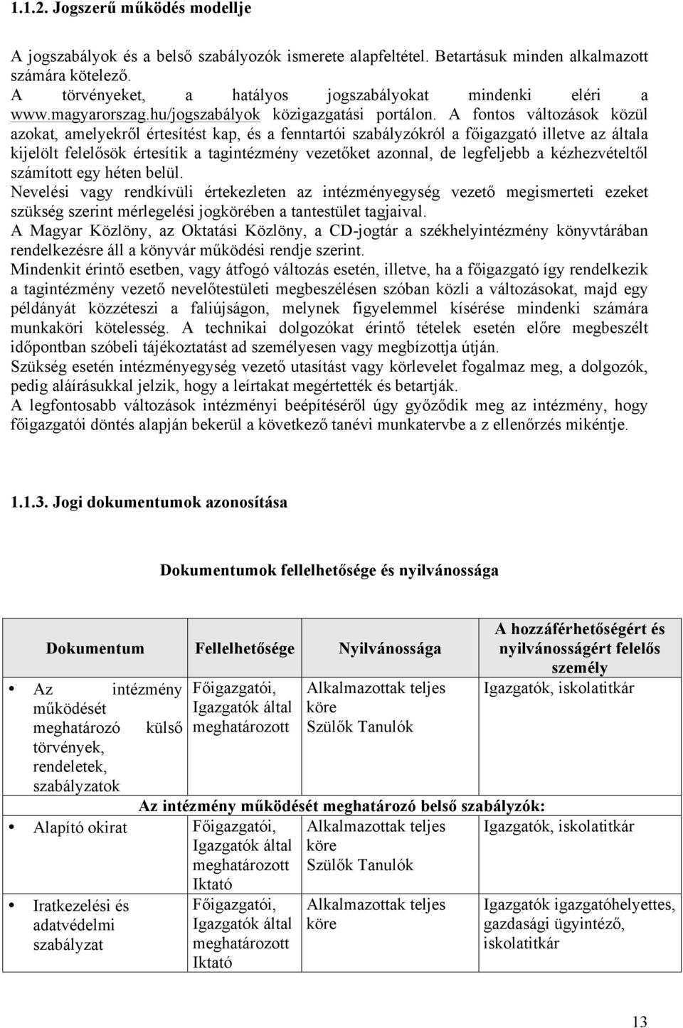 A fontos változások közül azokat, amelyekről értesítést kap, és a fenntartói szabályzókról a főigazgató illetve az általa kijelölt felelősök értesítik a tagintézmény vezetőket azonnal, de legfeljebb