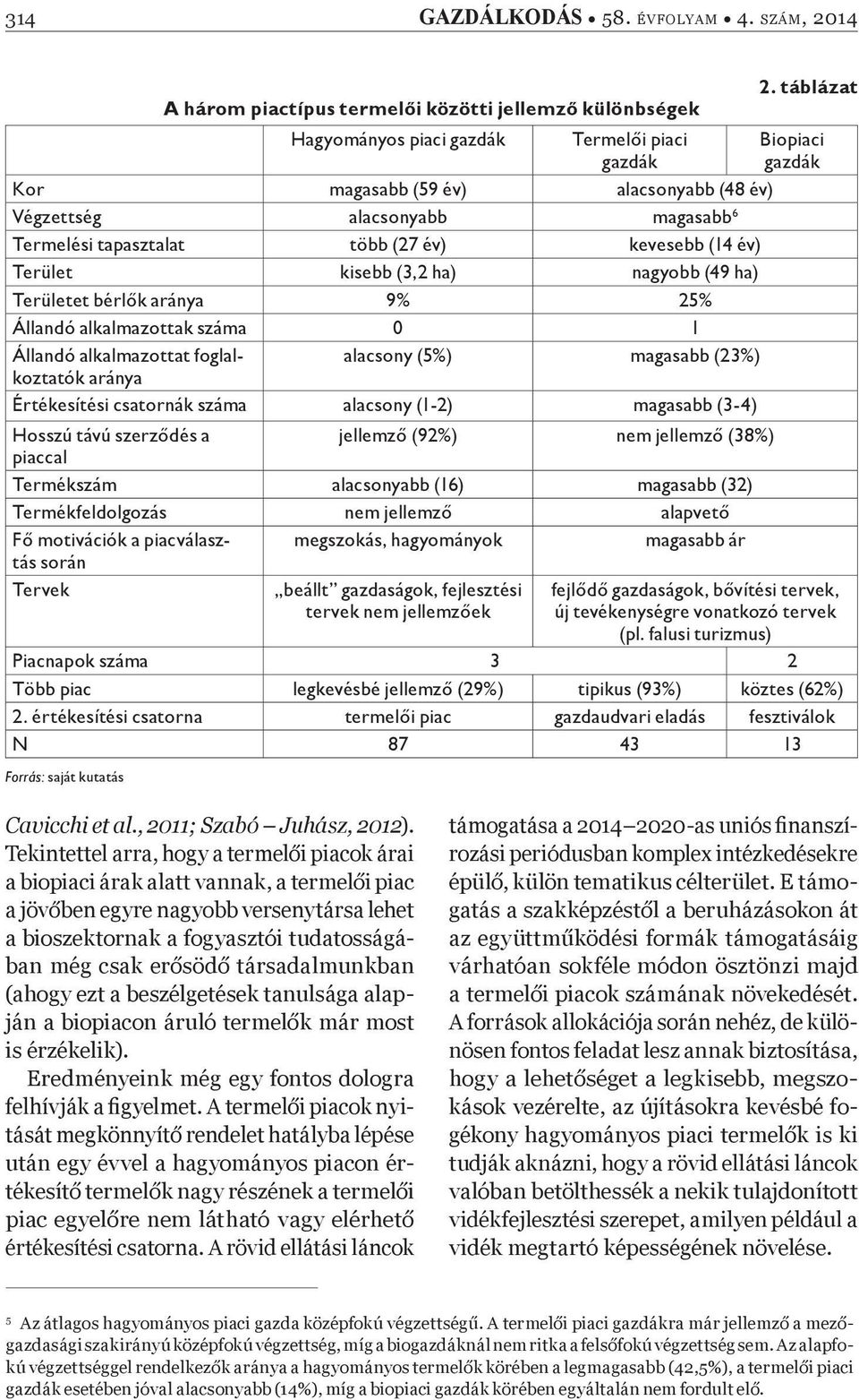 Terület kisebb (3,2 ha) nagyobb (49 ha) Területet bérl k aránya 9% 25% Állandó alkalmazottak száma 0 1 Állandó alkalmazottat foglalkoztatók alacsony (5%) magasabb (23%) aránya Értékesítési csatornák