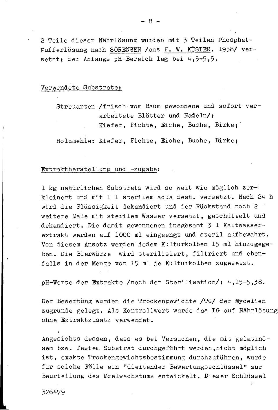 Fichte, Eiche, Buche, Birke? Extraktherstellung und -zugäbe: 1 kg natürlichen Substrats wird so weit wie möglich zerkleinert und mit 1 1 sterilem aqua dest. versetzt.