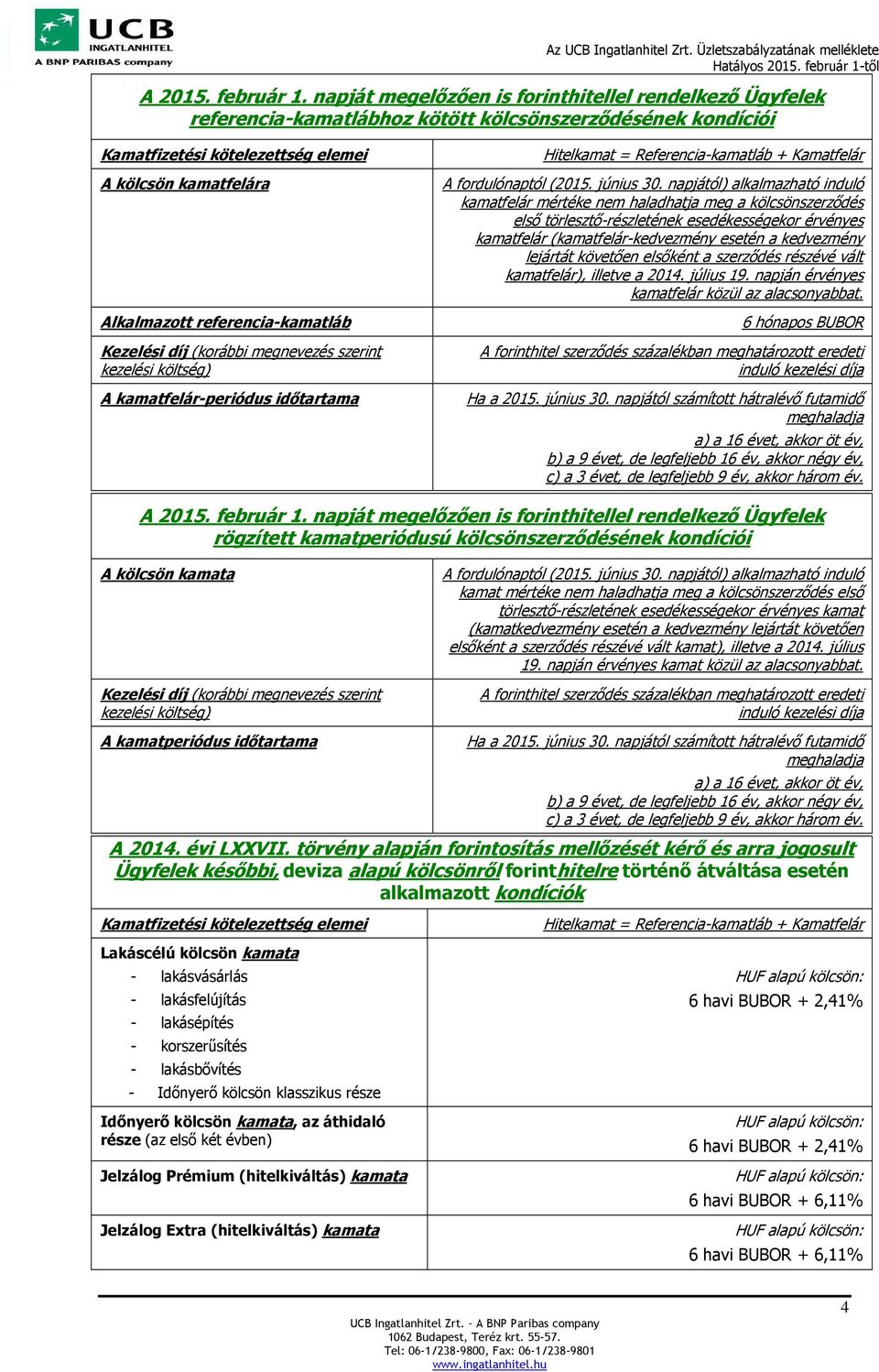 referencia-kamatláb A kamatfelár-periódus időtartama Hitelkamat = Referencia-kamatláb + Kamatfelár A fordulónaptól (2015. június 30.