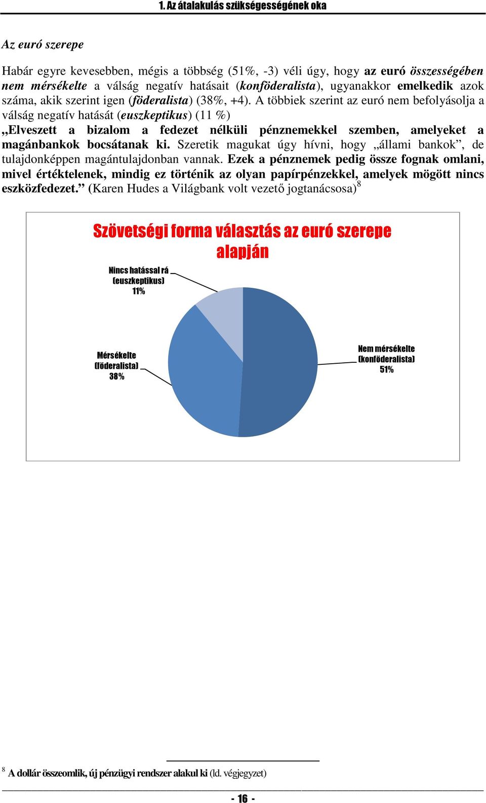 A többiek szerint az euró nem befolyásolja a válság negatív hatását (euszkeptikus) (11 %) Elveszett a bizalom a fedezet nélküli pénznemekkel szemben, amelyeket a magánbankok bocsátanak ki.