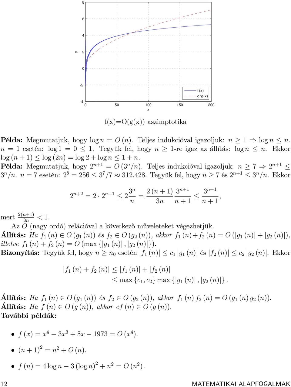 n = 7 esetén: 2 8 = 256 3 7 =7 312:428. Tegyük fel, hogy n 7 és 2 n+1 3 n =n. Ekkor f(x) c*g(x) 2 n+2 = 2 2 n+1 2 3n n = 2 (n + 1) 3n 3 n+1 n + 1 3n+1 n + 1 ; mert 2(n+1) 3n < 1.