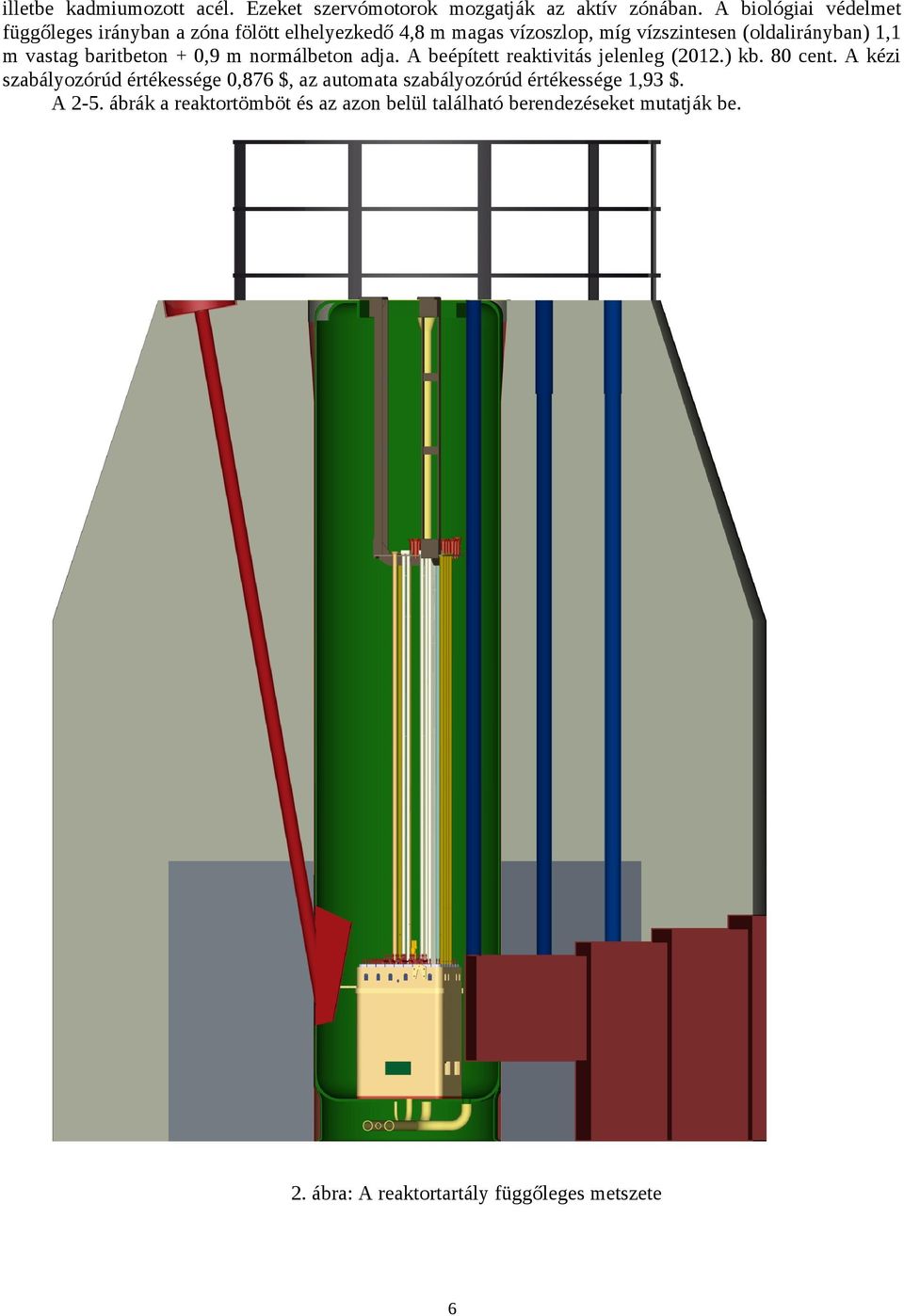 vastag baritbeton + 0,9 m normálbeton adja. A beépített reaktivitás jelenleg (2012.) kb. 80 cent.