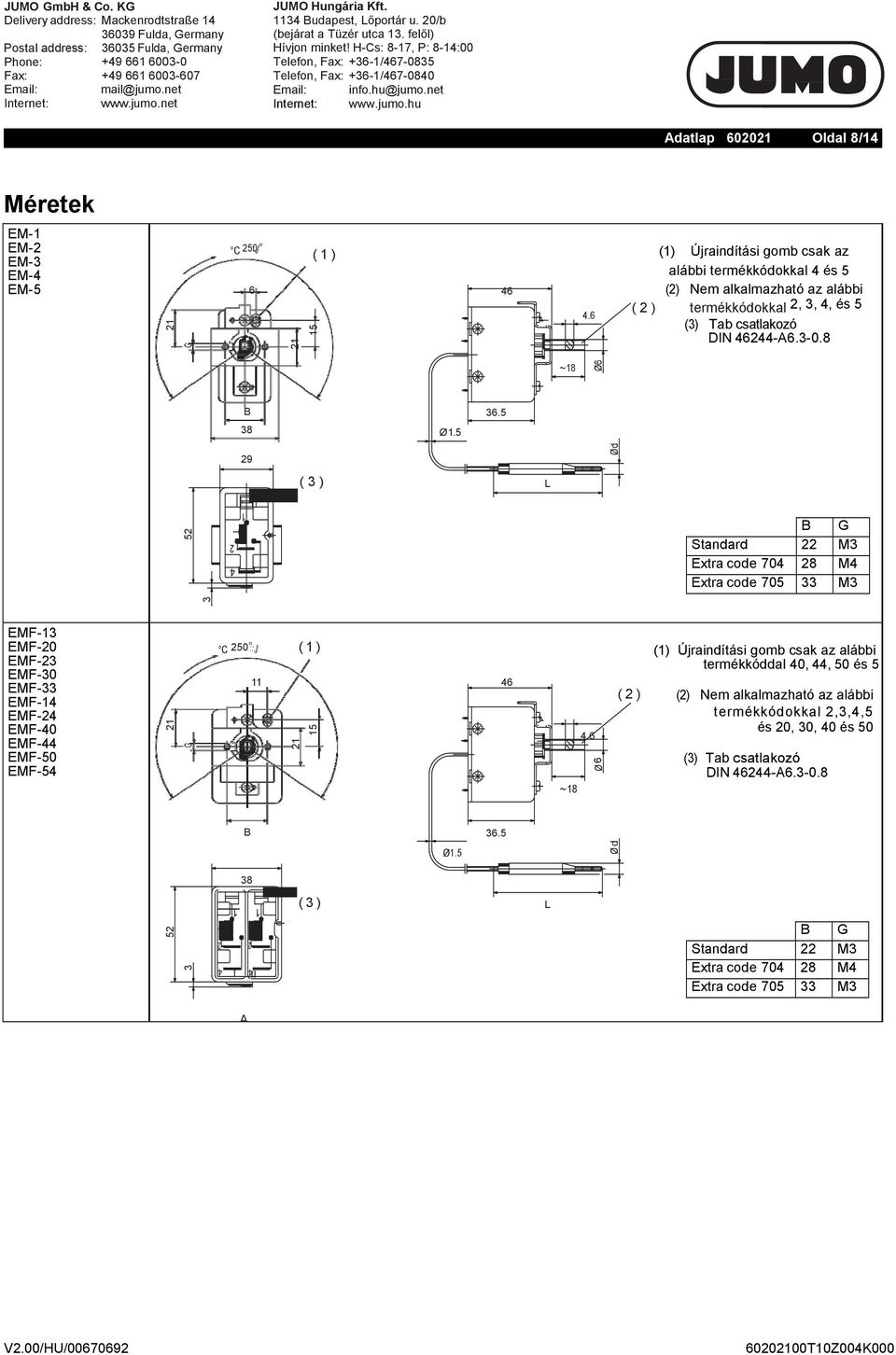 6 Ø 6 Ø6 Ø d Ød (3) Tab csatlakozó DIN 46244-A6.3-.