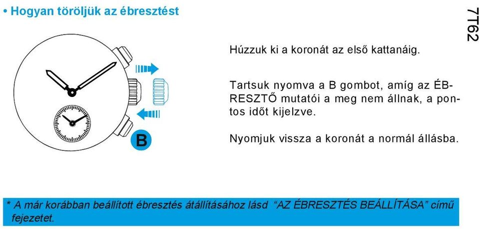 pontos időt kijelzve. Nyomjuk vissza a koronát a normál állásba.