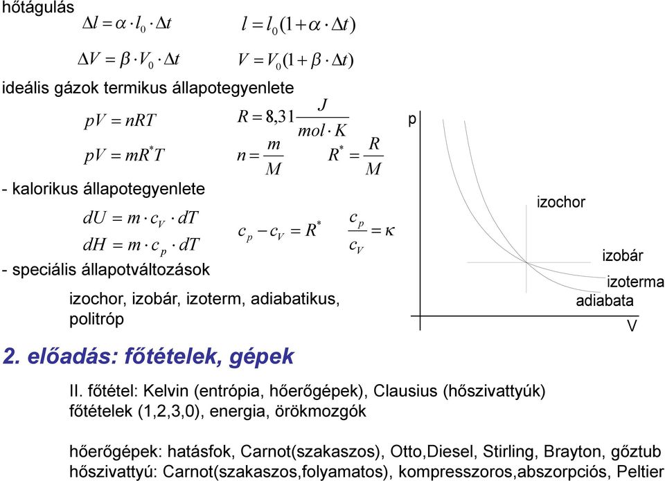 előadás: főtételek, gépek R n 8, 3 m M J mol K * R II.