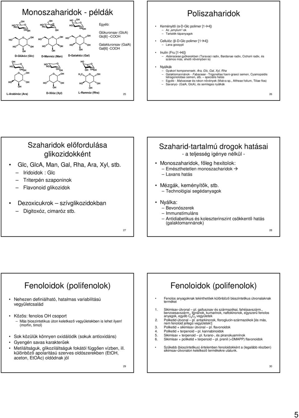 radix, Cichorii radix, és számos más, ehetı növényben is) Nyálkák Gyakori komponensek: Ara, Glc, Gal, Xyl, ha Galaktomannánok - Fabaceae - Trigonellae foeni-graeci semen, Cyamopsidis tetragonolobae