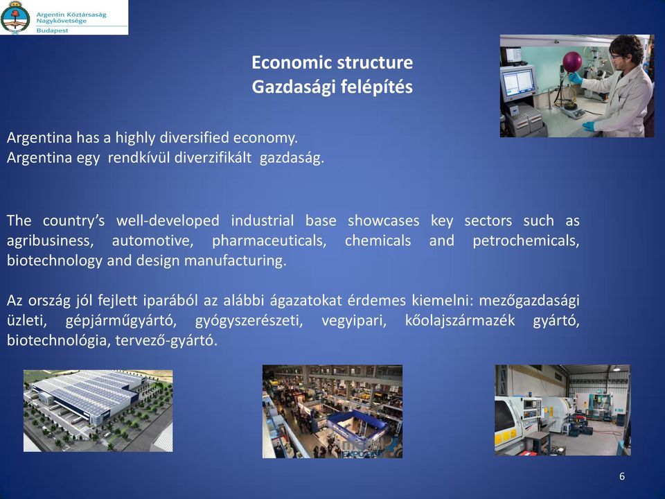 The country s well-developed industrial base showcases key sectors such as agribusiness, automotive, pharmaceuticals, chemicals