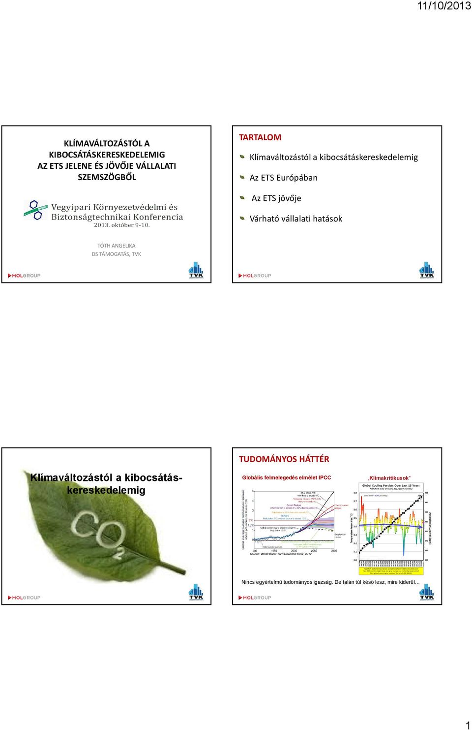 Klímaváltozástól a kibocsátáskereskedelemig TUDOMÁNYOS HÁTTÉR Globális felmelegedés elmélet IPCC Klímakritikusok