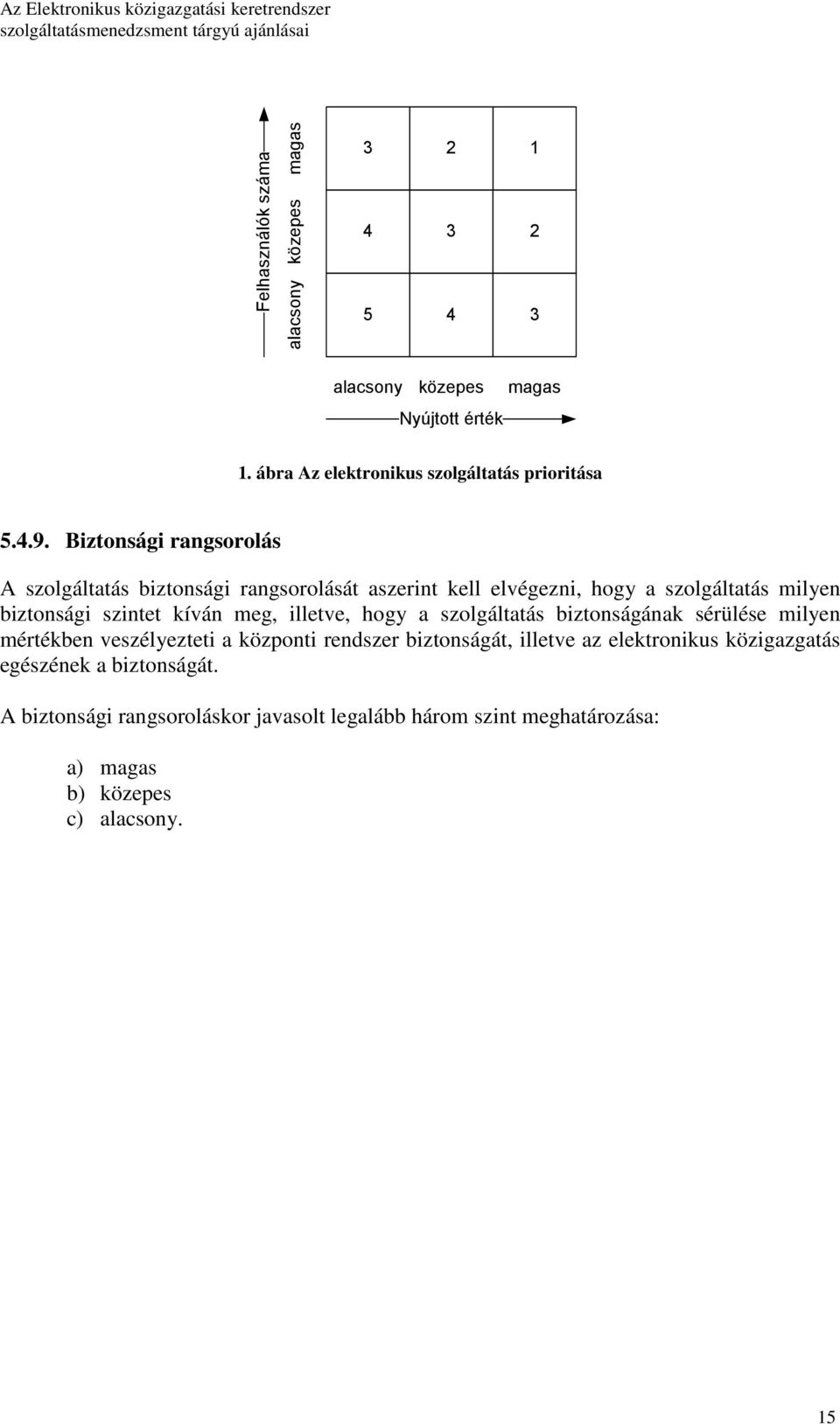 Biztonsági rangsorolás A szolgáltatás biztonsági rangsorolását aszerint kell elvégezni, hogy a szolgáltatás milyen biztonsági szintet kíván meg,